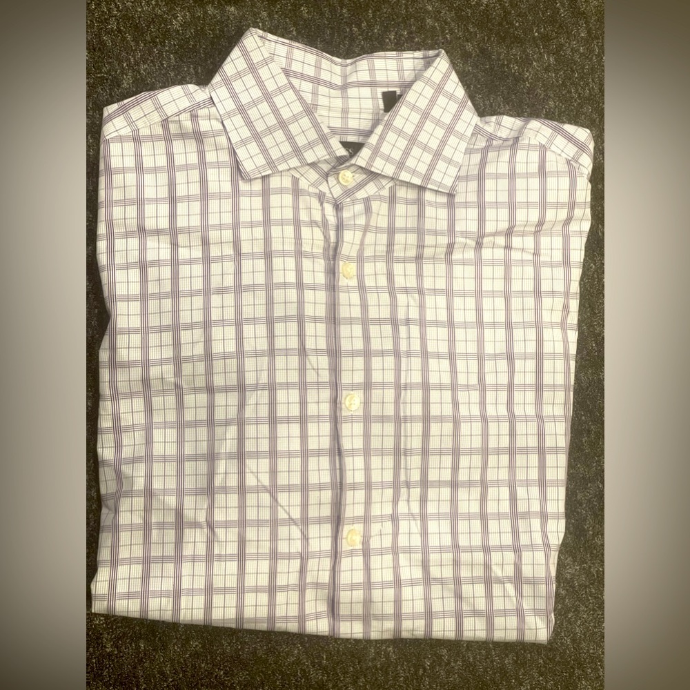 Boss Black by Hugo Boss checkered long sleeve button down dress shirt, size L